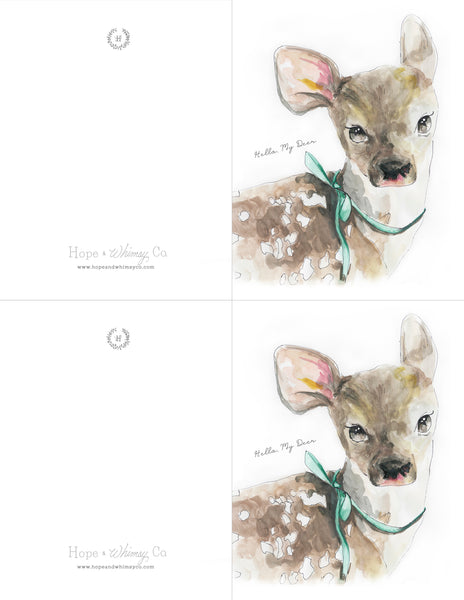 "Hello, My Deer" Blank Card Printable